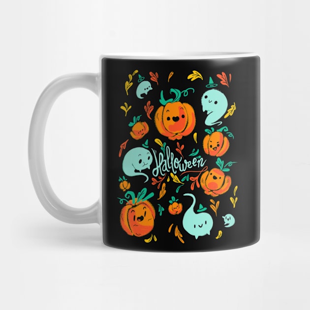 Pumpkins and Ghosts - Halloween Design by TheTeenosaur